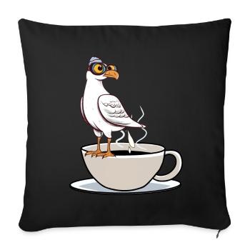 Maritime Seagull Tasse à café Café Blanc Noir - Housse de coussin décorative 45 x 45 cm - noir - Devant