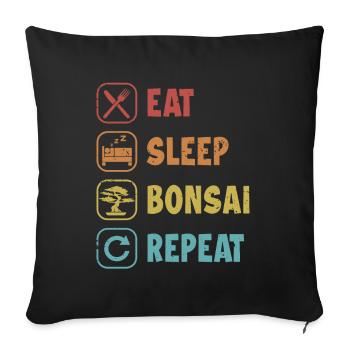 Manger Dormir Bonsaï Répéter Bonsaï Pots Penjing Bonsaï - Housse de coussin décorative 45 x 45 cm - noir - Devant