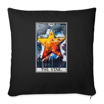 Tarotkarten Tarotkarte The Star Der Stern - Sofakissenbezug 45 x 45 cm - Schwarz - Vorne