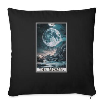 Tarotkarten Tarotkarte The Moon Der Mond - Sofakissenbezug 45 x 45 cm - Schwarz - Vorne