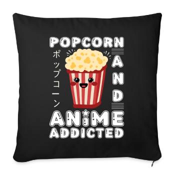 Popcorn & Anime Addicted Japanese Anime Manga - Sofa pillowcase 17,3'' x 17,3'' (45 x 45 cm) - black - Front