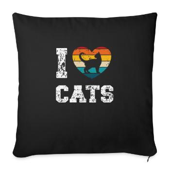 I love cats - Sofa pillowcase 17,3'' x 17,3'' (45 x 45 cm) - black - Front