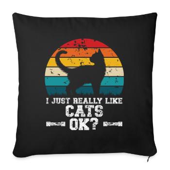 I really like cats - Sofa pillowcase 17,3'' x 17,3'' (45 x 45 cm) - black - Front