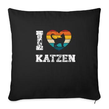 I love cats - Sofa pillowcase 17,3'' x 17,3'' (45 x 45 cm) - black - Front