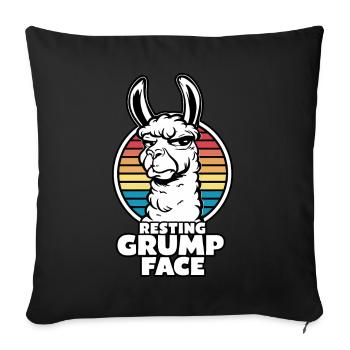 Resting Grump Face Llama Funny Retro Rainbow - Sofa pillowcase 17,3'' x 17,3'' (45 x 45 cm) - black - Front