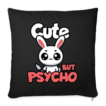 Niedliches, aber psycho-Kaninchen Entzückendes Kawaii-Tier - Sofakissenbezug 45 x 45 cm - Schwarz - Vorne
