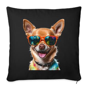 Chihuahua Sunglasses Dog Funny Design Print - Sofa pillowcase 17,3'' x 17,3'' (45 x 45 cm) - black - Front