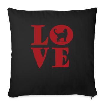 I love cats - Sofa pillowcase 17,3'' x 17,3'' (45 x 45 cm) - black - Front