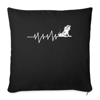 I love bearded dragon, heartbeat - Sofa pillowcase 17,3'' x 17,3'' (45 x 45 cm) - black - Front