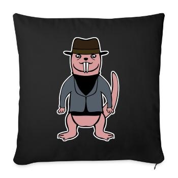 Not so Naked Mole Rat - Sofa pillowcase 17,3'' x 17,3'' (45 x 45 cm) - black - Front