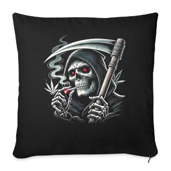 Humour noir fumer Grim Reaper pour Halloween - Housse de coussin décorative 45 x 45 cm - noir - Devant