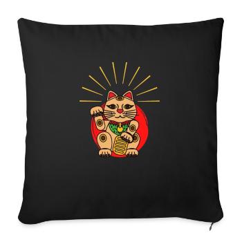Japan Glückskatze Kawaii Neko - Sofakissenbezug 45 x 45 cm - Schwarz - Vorne