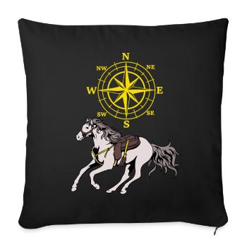 Compass Horse Horse Adventure Wind Rose Riding - Sofa pillowcase 17,3'' x 17,3'' (45 x 45 cm) - black - Front