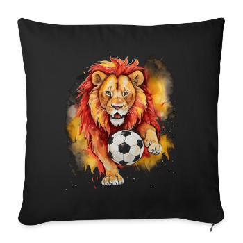 Lion Football Colorful Spain Animal Design Print - Sofa pillowcase 17,3'' x 17,3'' (45 x 45 cm) - black - Front