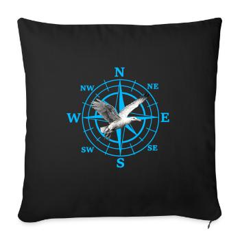 Cardinal Direction Kompas Wind Rose Seagull Maritime - Sofa pillowcase 17,3'' x 17,3'' (45 x 45 cm) - black - Front