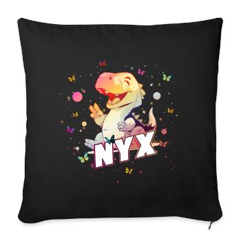 NYX - Beau nom de FILLE avec un DINO mignon - Housse de coussin décorative 45 x 45 cm - noir - Devant