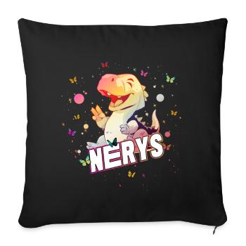 NERYS - Beautiful GIRL Name with Cute DINO - Sofa pillowcase 17,3'' x 17,3'' (45 x 45 cm) - black - Front
