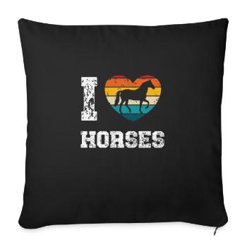 I like horses - Sofa pillowcase 17,3'' x 17,3'' (45 x 45 cm) - black - Front