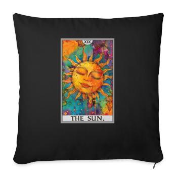 Carte de tarot Carte de tarot Le soleil Le soleil - Housse de coussin décorative 45 x 45 cm - noir - Devant