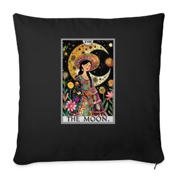 Tarotkarten Tarotkarte The Moon Der Mond - Sofakissenbezug 45 x 45 cm - Schwarz - Vorne