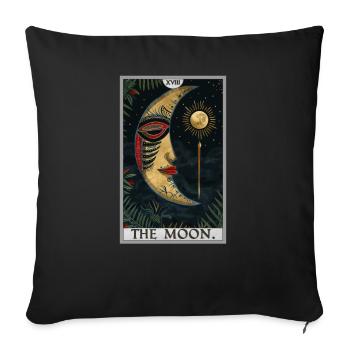 Tarotkarten Tarotkarte The Moon Der Mond - Sofakissenbezug 45 x 45 cm - Schwarz - Vorne