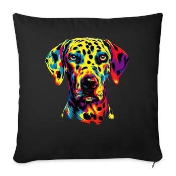 Dalmatian Dogs Colorful Colors Pop Art Rainbow - Sofa pillowcase 17,3'' x 17,3'' (45 x 45 cm) - black - Front
