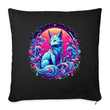 Fox Art Psychédélique - Housse de coussin décorative 45 x 45 cm - noir - Devant