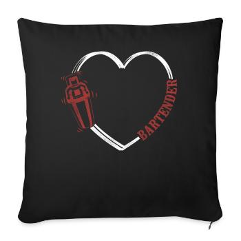 Barman Mixologue Cœur - Housse de coussin décorative 45 x 45 cm - noir - Devant
