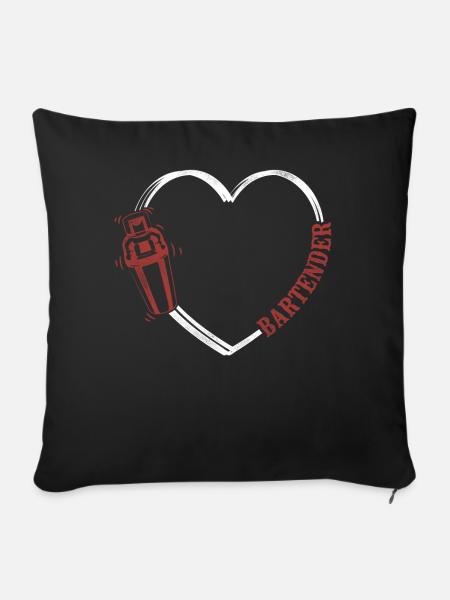 Bartender Mixologist Heart - Sofakissenbezug 45 x 45 cm - Schwarz