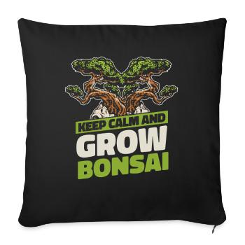 Restez calme et cultivez des pots de bonsaï Penjing - Housse de coussin décorative 45 x 45 cm - noir - Devant