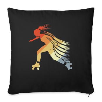 Roller Skating Mädchen - Sofakissenbezug 45 x 45 cm - Schwarz - Vorne