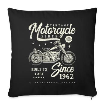 Moto Vintage Motards Moto Anniversaire 1962 - Housse de coussin décorative 45 x 45 cm - noir - Devant