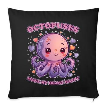 Funny Octopus Cephalopod Squid Gift - Sofa pillowcase 17,3'' x 17,3'' (45 x 45 cm) - black - Front