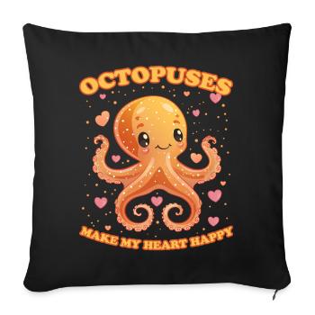 Funny Octopus Cephalopod Squid Gift - Sofa pillowcase 17,3'' x 17,3'' (45 x 45 cm) - black - Front