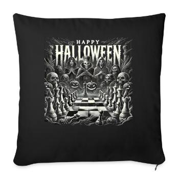 Spooky Chess Set Halloween Shirt - Sofa pillowcase 17,3'' x 17,3'' (45 x 45 cm) - black - Front