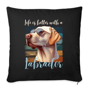 Labrador Retriever Chien Maîtresse Maître Wauwau - Housse de coussin décorative 45 x 45 cm - noir - Devant