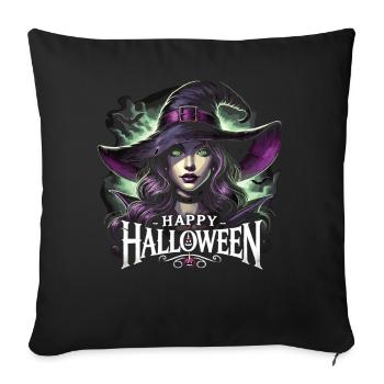 Sorcière au look magique et joyeux Halloween - Housse de coussin décorative 45 x 45 cm - noir - Devant