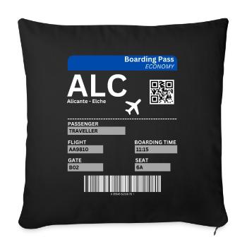 Alicante Flugticket Spanien Urlaub Idee - Sofakissenbezug 45 x 45 cm - Schwarz - Vorne
