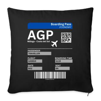 Málaga Flight Ticket Andalusia Spain Holidays Malaga - Sofa pillowcase 17,3'' x 17,3'' (45 x 45 cm) - black - Front