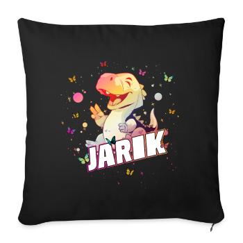 JARIK - Schöner JUNGEN Name mit süßem DINO - Sofakissenbezug 45 x 45 cm - Schwarz - Vorne