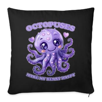 Funny Octopus Cephalopod Squid Gift - Sofa pillowcase 17,3'' x 17,3'' (45 x 45 cm) - black - Front