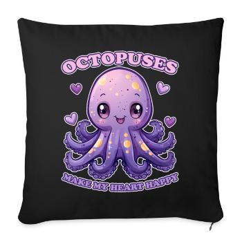 Funny Octopus Cephalopod Squid Gift - Sofa pillowcase 17,3'' x 17,3'' (45 x 45 cm) - black - Front
