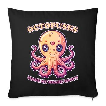 Funny Octopus Cephalopod Squid Gift - Sofa pillowcase 17,3'' x 17,3'' (45 x 45 cm) - black - Front