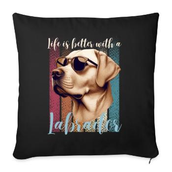 Labrador Labbi Dog Dog Owner Family Dog Fun - Sofa pillowcase 17,3'' x 17,3'' (45 x 45 cm) - black - Front