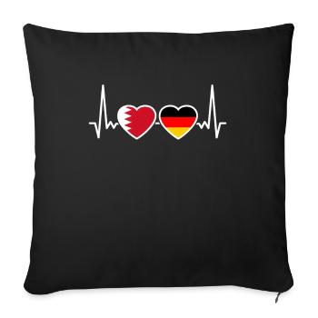 Bahrain Germany Heartbeat Flag Bahraini - Sofa pillowcase 17,3'' x 17,3'' (45 x 45 cm) - black - Front