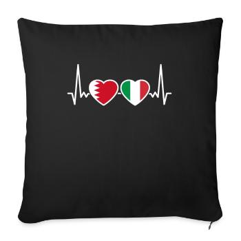 Bahrain Italy Heartbeat Flag Bahraini - Sofa pillowcase 17,3'' x 17,3'' (45 x 45 cm) - black - Front