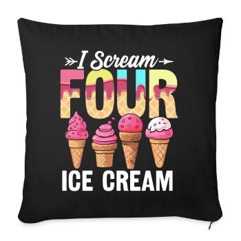 Je crie quatre glaces drôle 4e anniversaire La Reine des neiges - Housse de coussin décorative 45 x 45 cm - noir - Devant