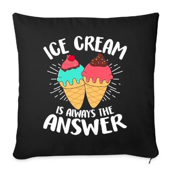 La crème glacée est toujours la réponse Funny Ice Lolly - Housse de coussin décorative 45 x 45 cm - noir - Devant