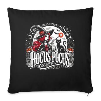 Zauberhafte Hexe mit Katze und Hocus Pocus - Sofakissenbezug 45 x 45 cm - Schwarz - Vorne