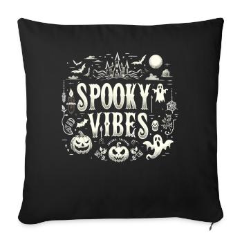 Halloween T-Shirt "Spooky Vibes" - Black-White - Sofa pillowcase 17,3'' x 17,3'' (45 x 45 cm) - black - Front